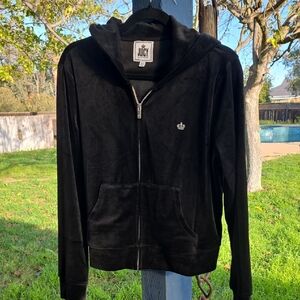 Juicy Couture Black Velour Zip-Up Hoodie